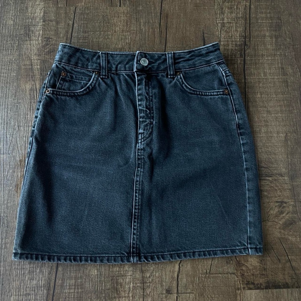 Topshop Charcoal Denim Mini Skirt